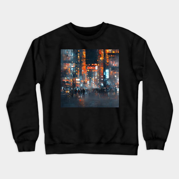 Night Cityscape Crewneck Sweatshirt by The Brushstrokes Boutique